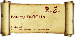 Matity Emília névjegykártya